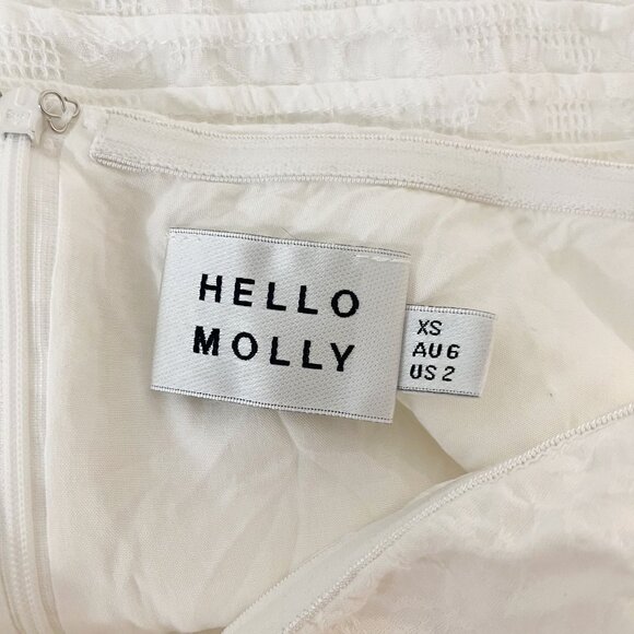 Hello Molly St. Cloud Dress White Mini Ruffle Puff Sleeve Square Neck - Size 2 - Picture 3 of 6